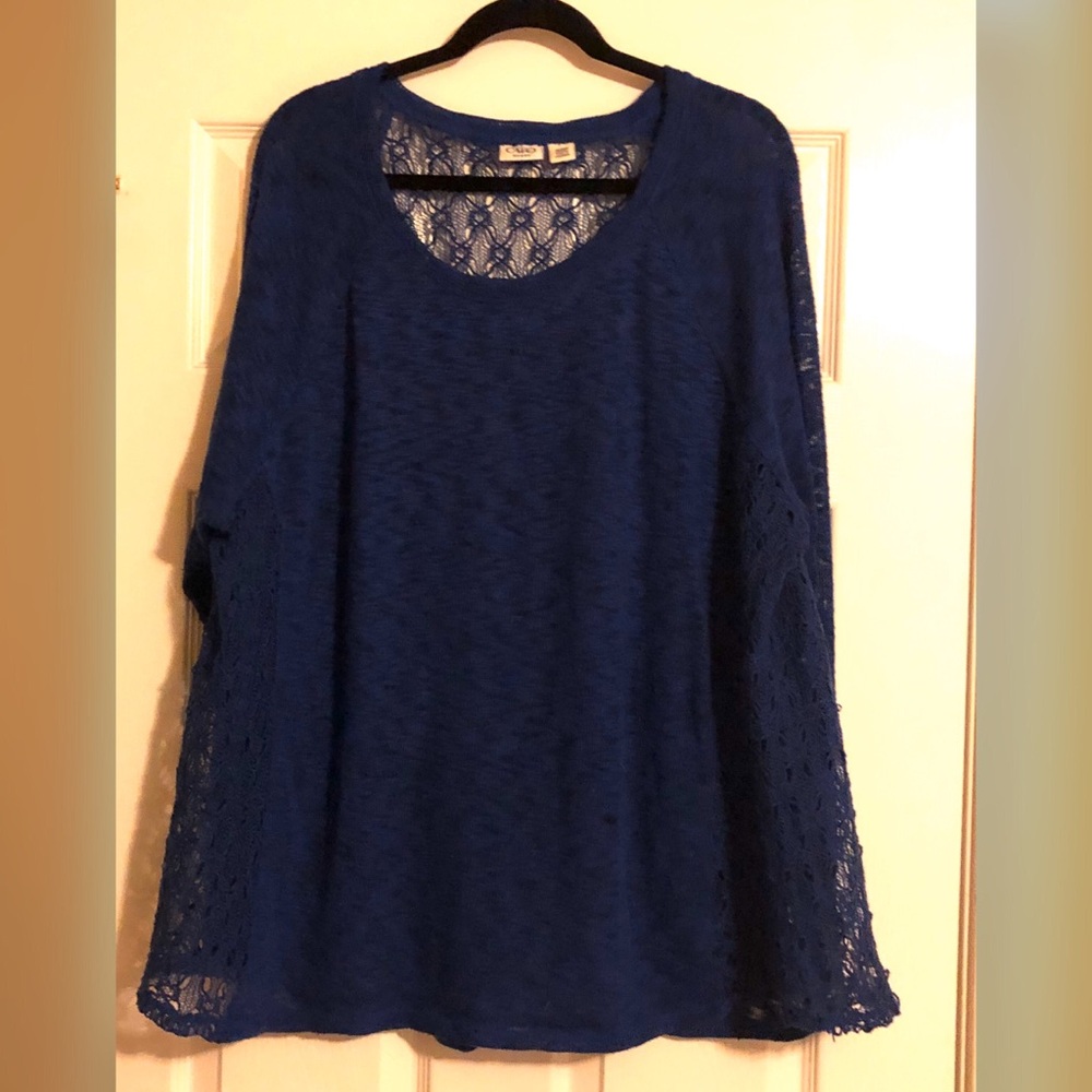 Cato Woman Cobalt Blue Sweater with Sheer Panels